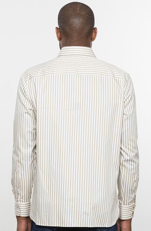 Luchiano Visconti Awning Stripe Long Sleeve Shirt In White