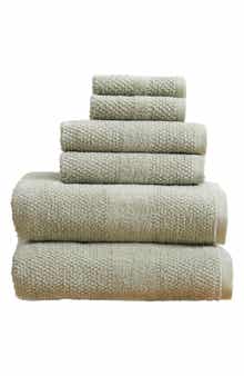 6-Piece Textured Weave Cotton Bath Towel Set