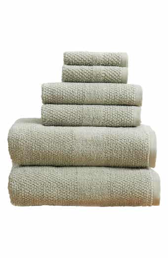 6-Piece Textured Weave Cotton Bath Towel Set