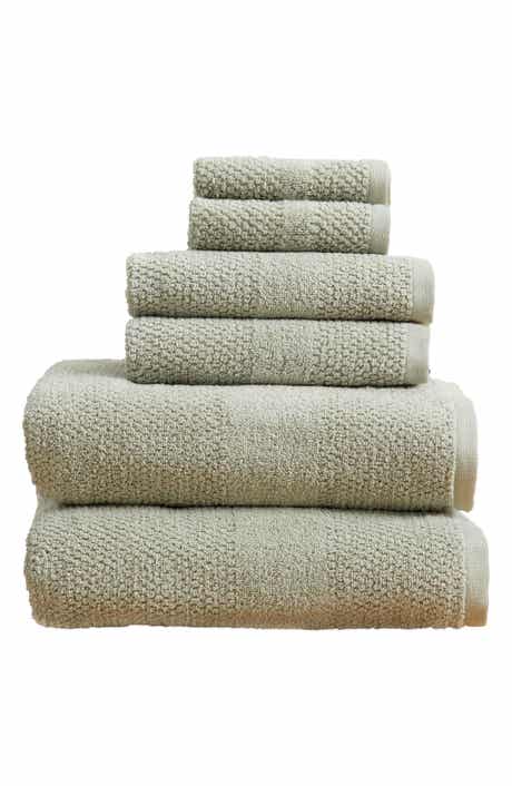 6-Piece Textured Weave Cotton Bath Towel Set