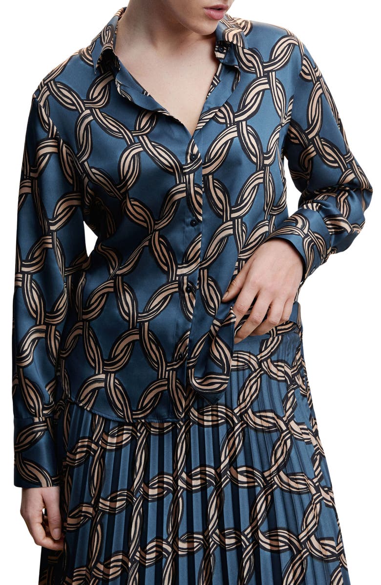 MANGO Print Satin Blouse, Alternate, color, 
