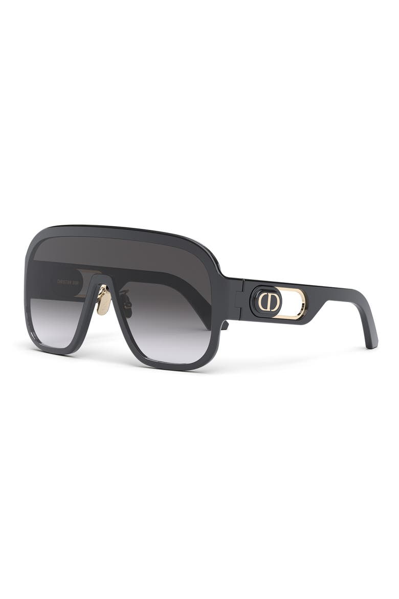 'DiorBobbySport M1U 00mm Shield Sunglasses, Alternate, color, SHINY BLACK / GRADIENT SMOKE