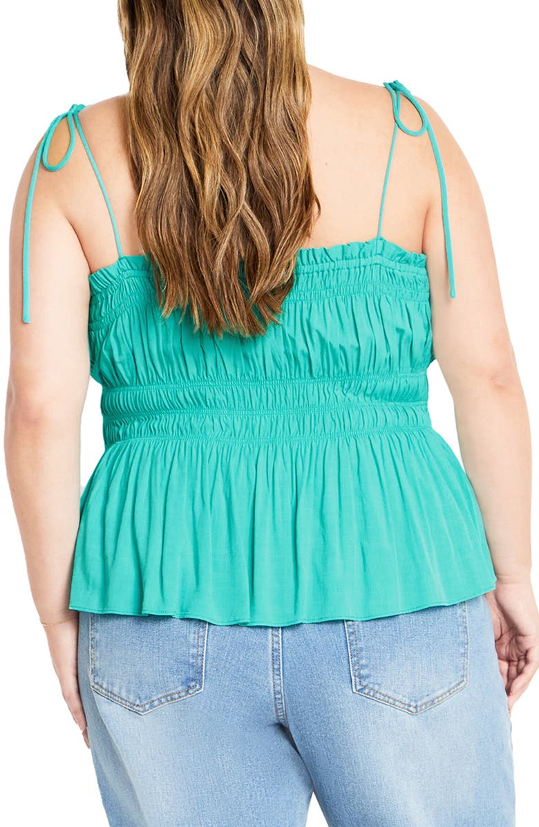 City Chic Lyla Tie Strap Peplum Tank, Alternate, color, Sea Green