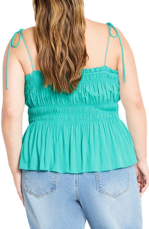 City Chic Lyla Tie Strap Peplum Tank In Green