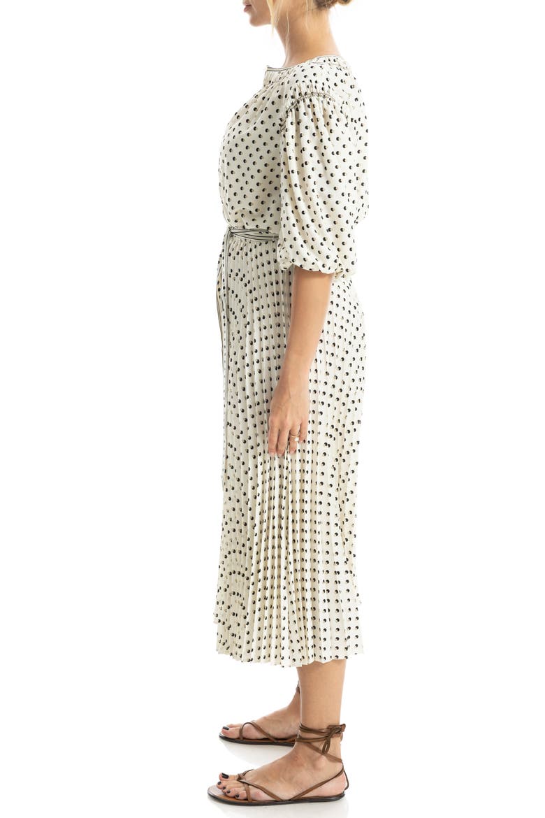 Elbow Length Sleeve Crepe Dress, Alternate, color, ECRU/ KHAKI/ BLACK