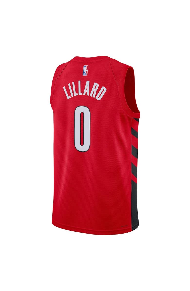 Jordan Brand Unisex Jordan Brand Damian Lillard Red Portland Trail Blazers Swingman Jersey - Statement Edition, Alternate, color, Red