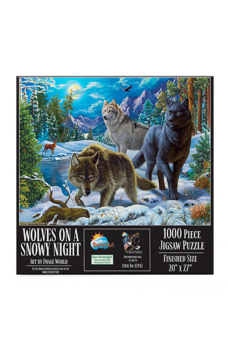 Sunsout Wolves on a Snowy Night 1000 piece Jigsaw Puzzle for Adults, Alternate, color, Multicolor