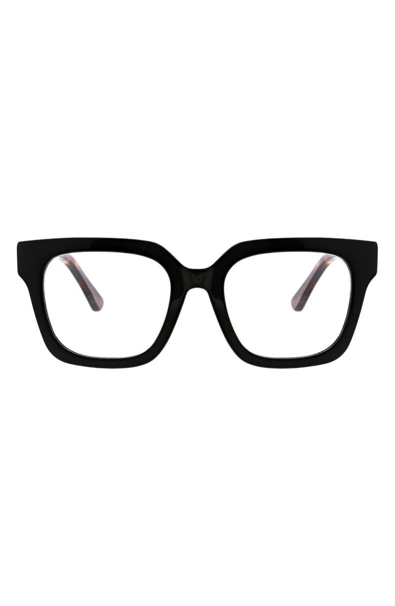 Oscar de la Renta 51mm Square Reading Glasses, Main, color, Black