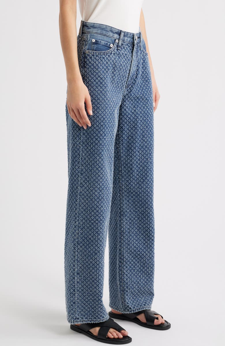rag & bone Logan Textured Wide Leg Jeans, Alternate, color, Blue Textured Denim