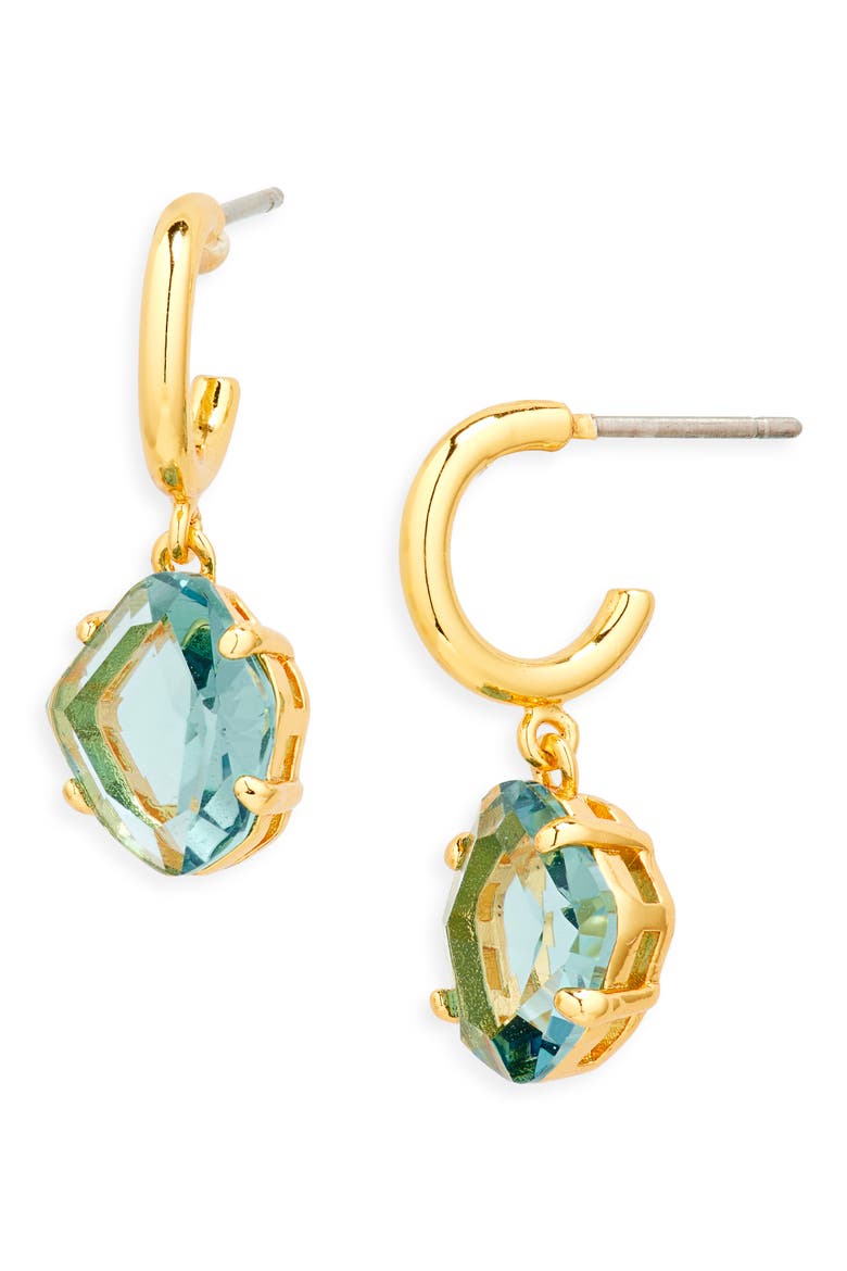 treasure trove drop huggie hoop earrings, Main, color, BLUE/ YELLOW GOLD