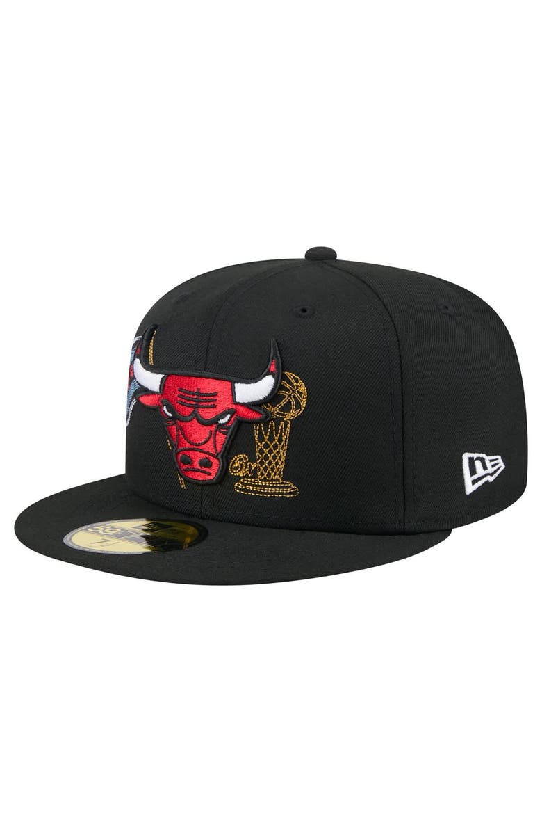 New Era Men's New Era Black Chicago Bulls State Stitch 59FIFTY Fitted Hat, Alternate, color, Black