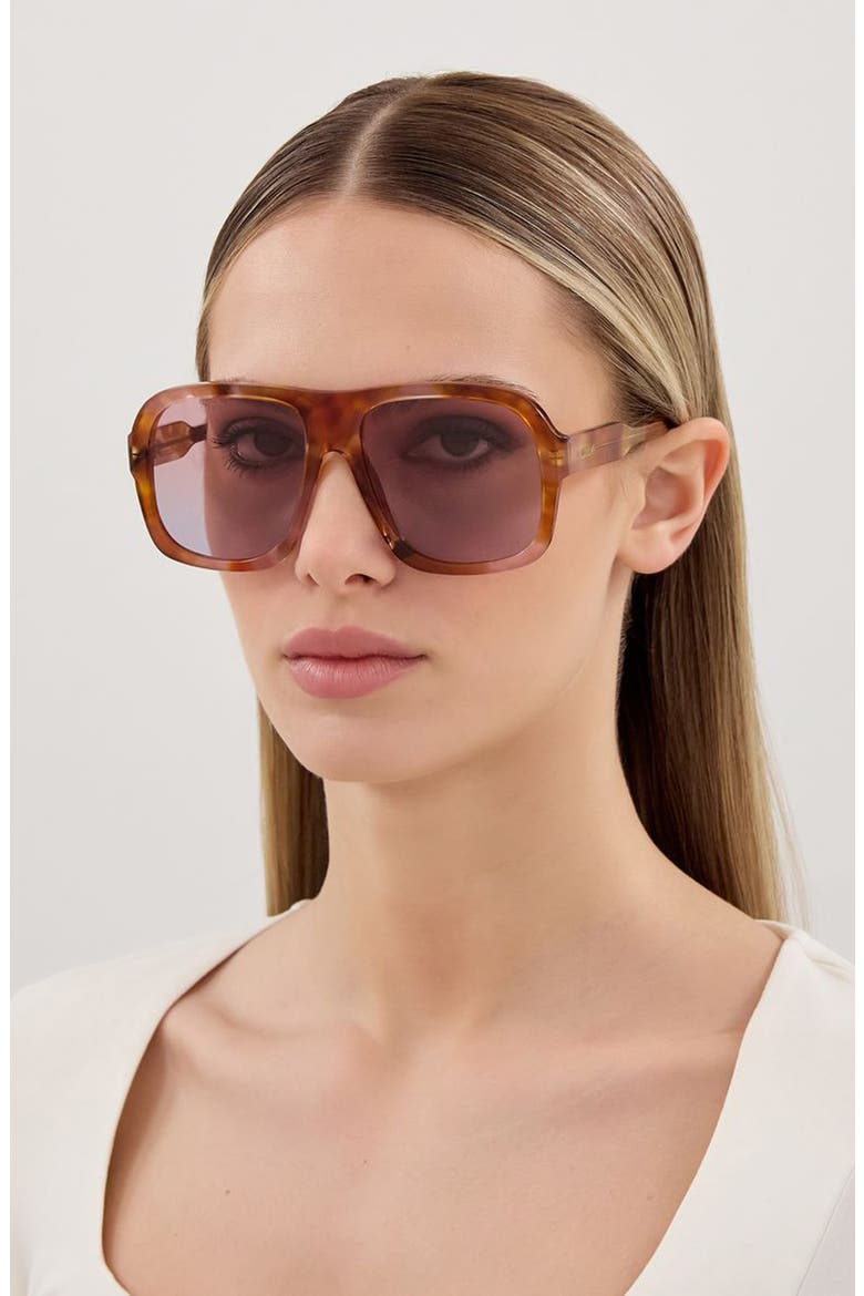 58mm Square Sunglasses, Alternate, color, SUNRISE HAVANA