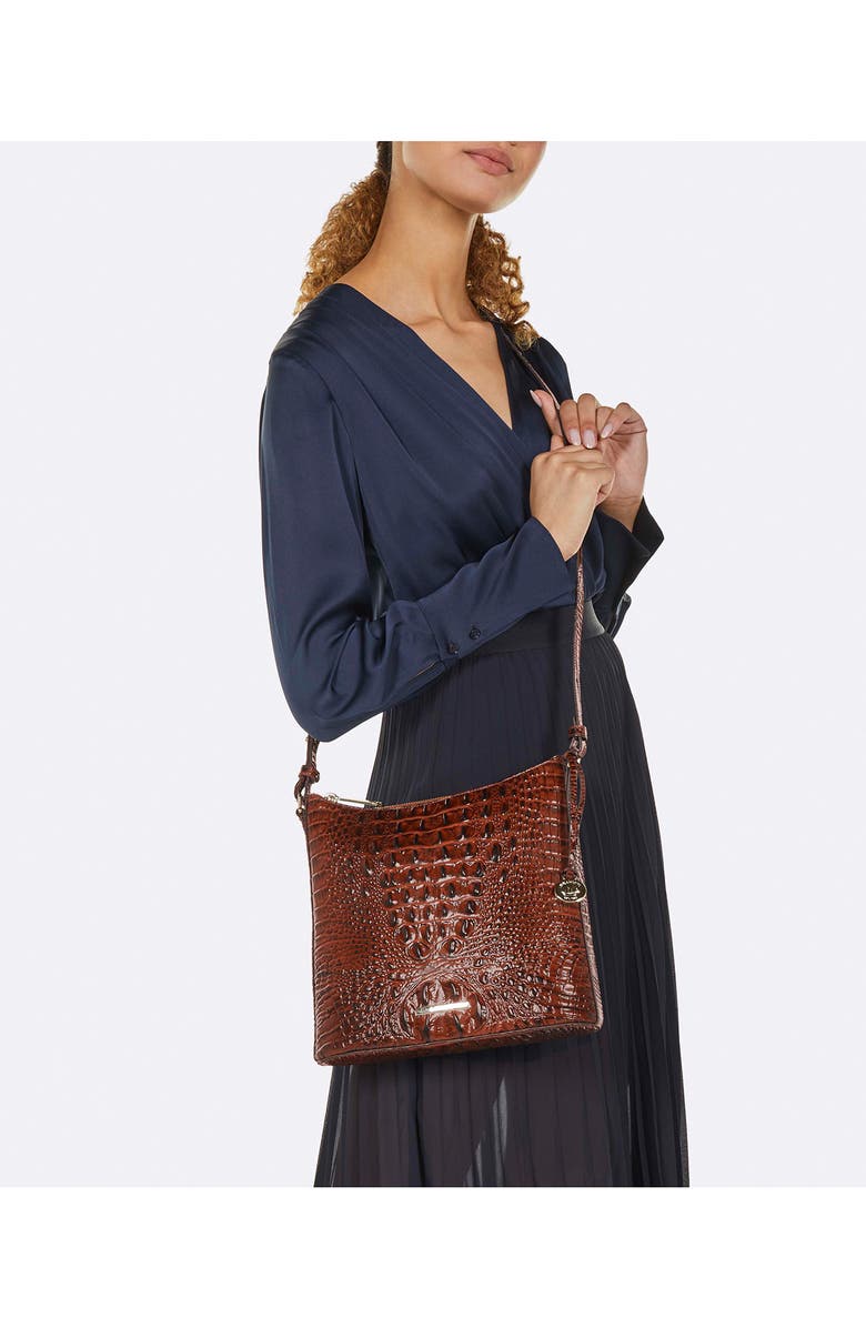 Brahmin Katie Croc Embossed Leather Crossbody Bag, Alternate, color, Cinnamon