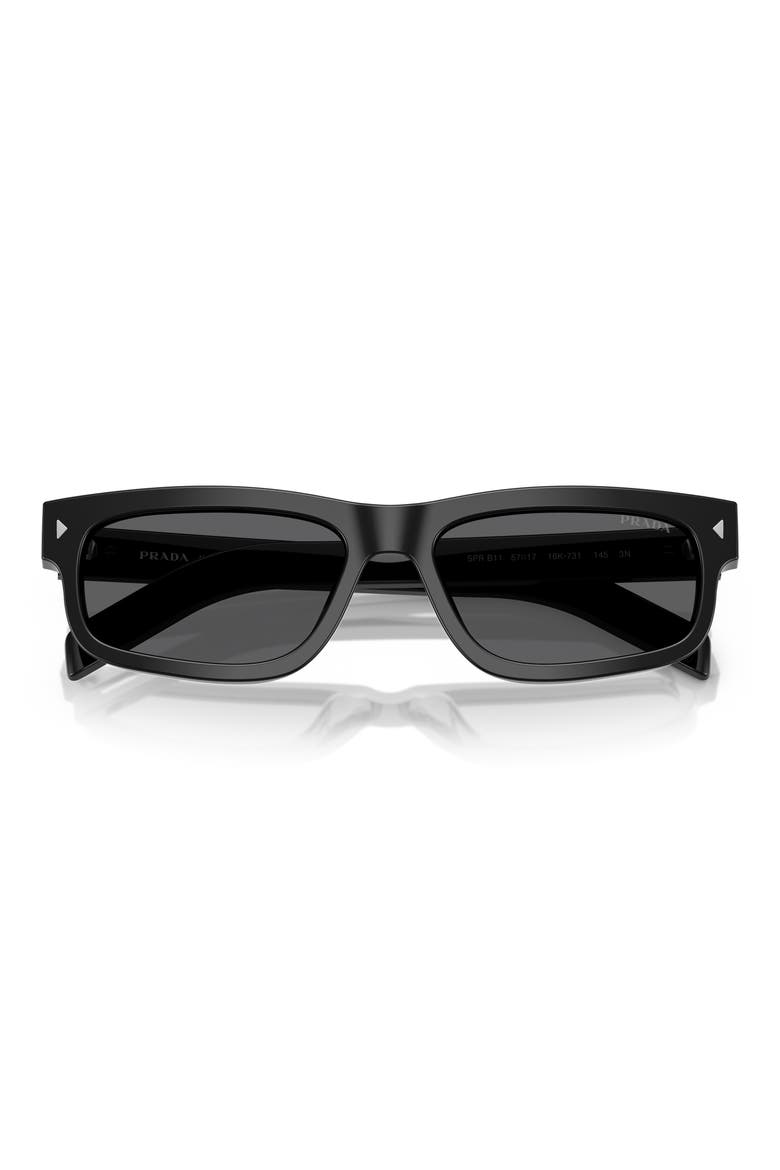 57mm Rectangular Sunglasses, Alternate, color, DARK GREY