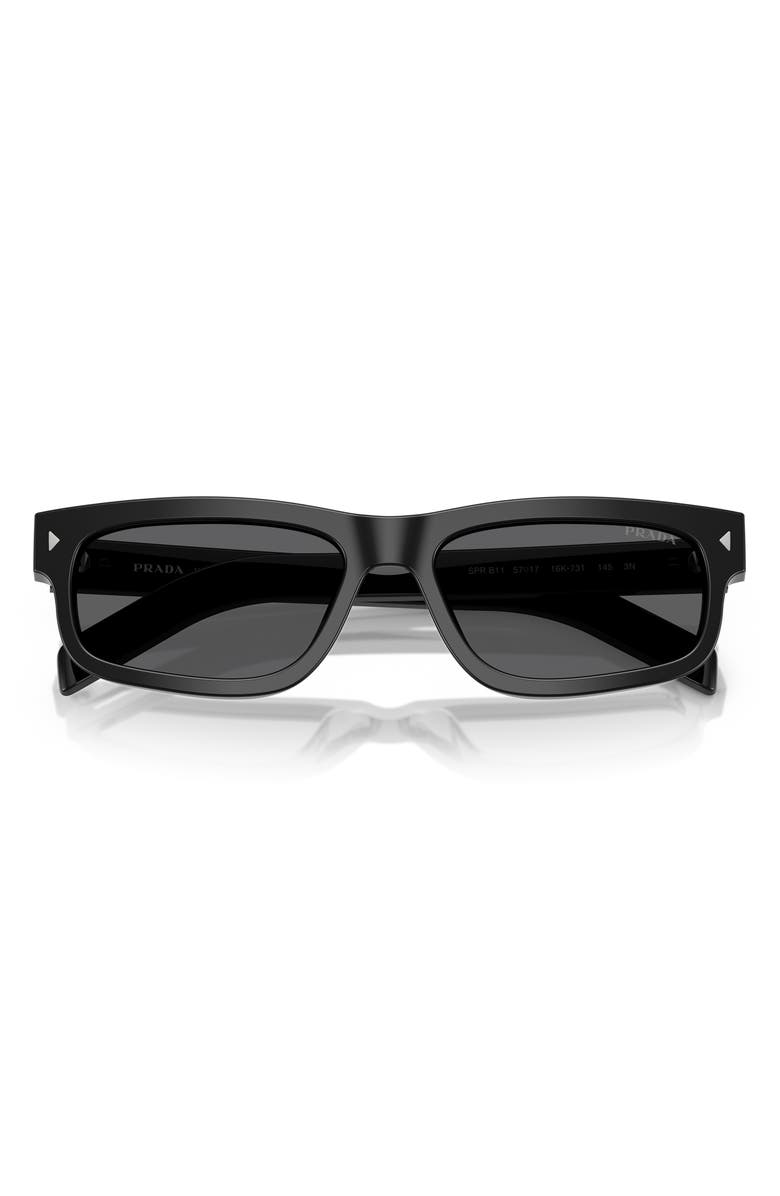 Prada 57mm Rectangular Sunglasses, Alternate, color, Dark Grey