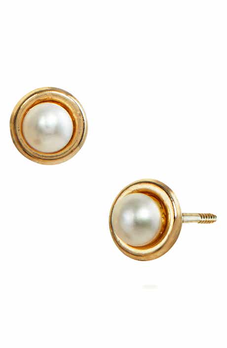 SAVVY CIE JEWELS 14K Gold & Cultured Freshwater Pearl Stud Earrings