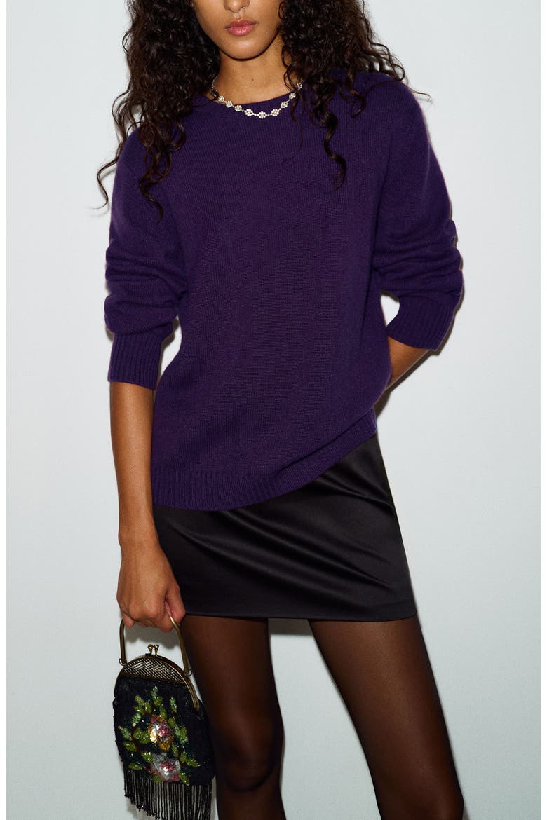 X Alexa Chung Hug Cashmere Sweater, Alternate, color, PURPLE