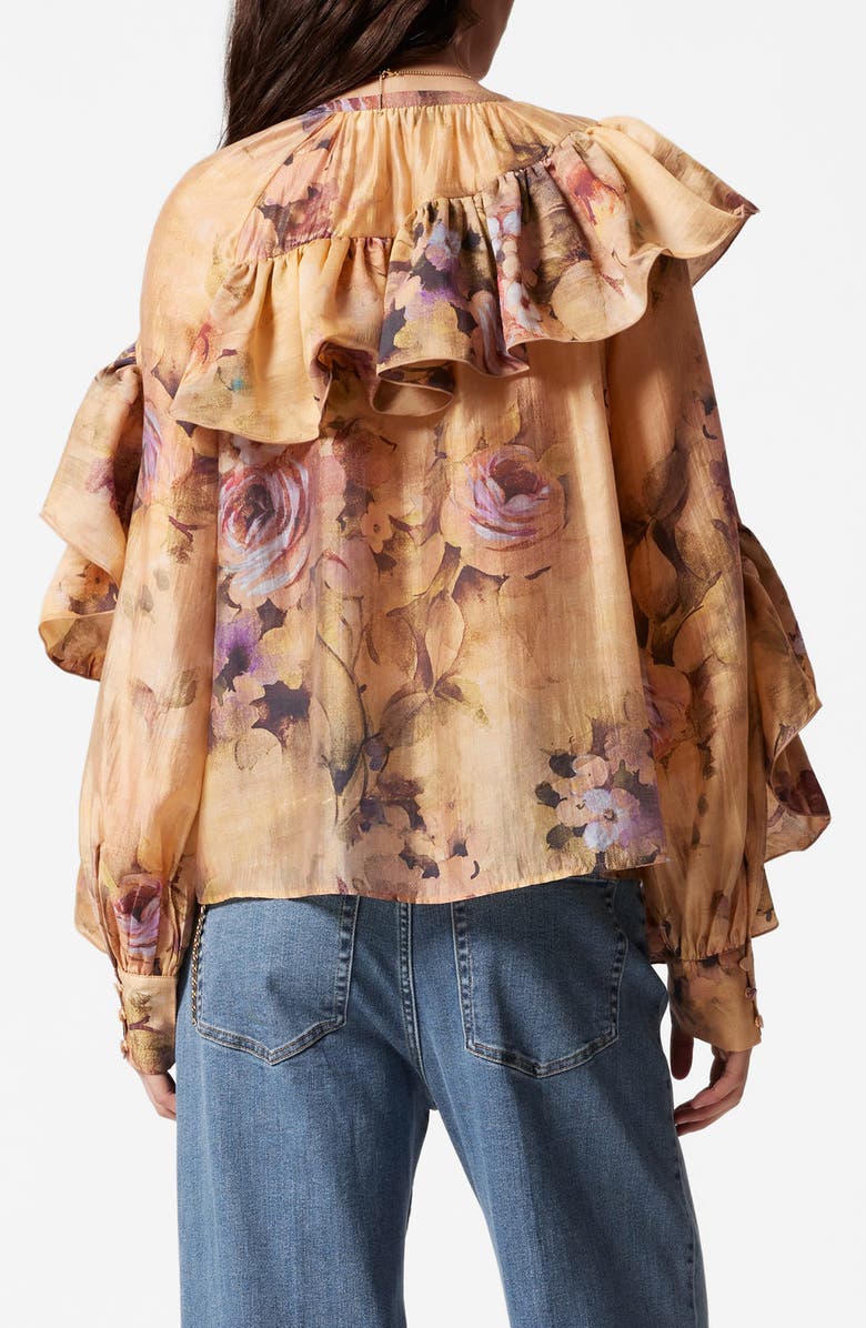 & Other Stories Floral Asymmetric Ruffle Top, Alternate, color, 