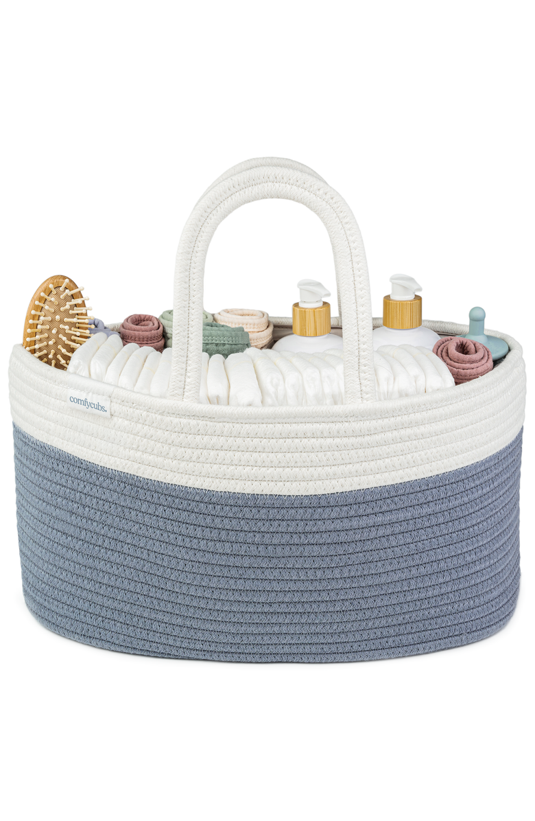 Comfy Cubs Rope Diaper Caddy, Main, color, Pacific Blue