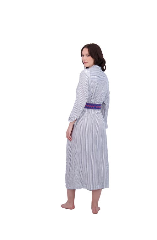 Mer St. Barth Button Front Shirtdress Marine Stripe In Blue