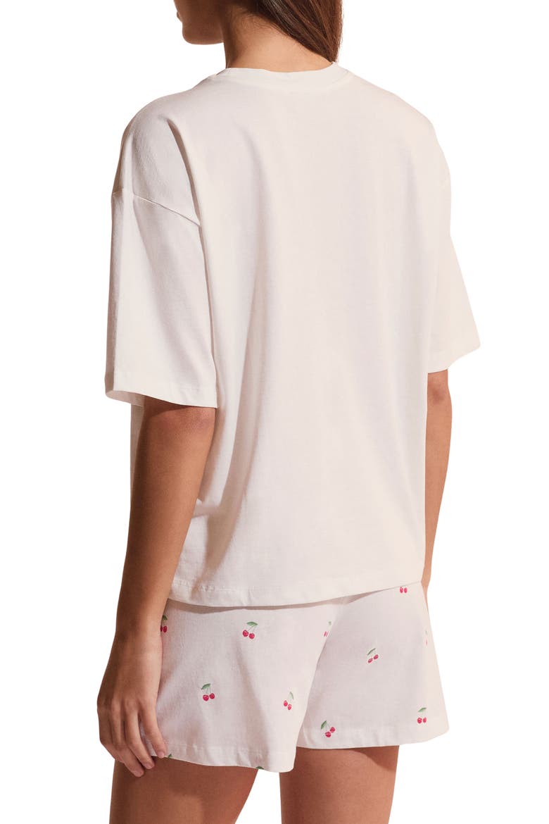 Berry Cherry Print Cotton Sleep Shorts, Alternate, color, ECRU
