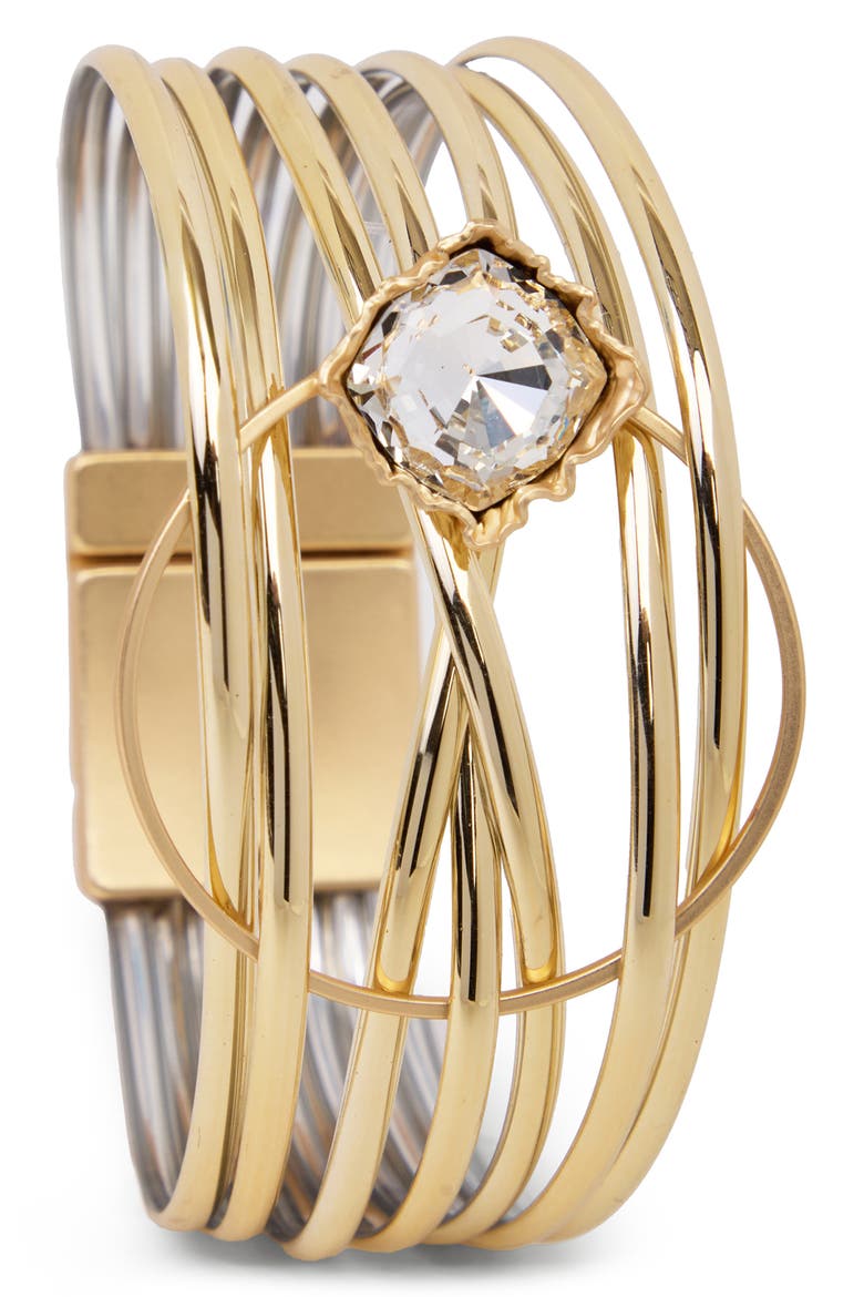 Crystal Embellished Mulitband Bracelet, Main, color, GOLD