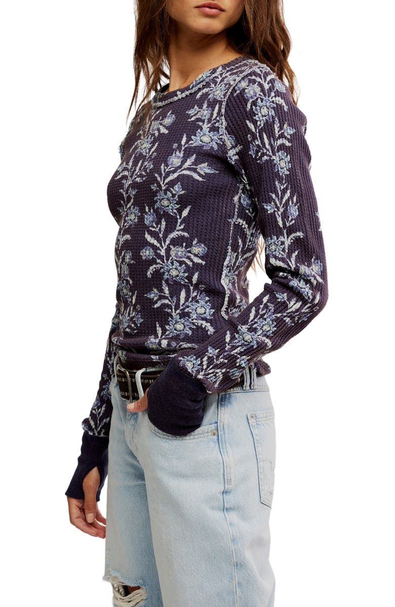 Free People Pretty Little Thermal Stitch Top, Alternate, color, Blue Combo - Folk Vi