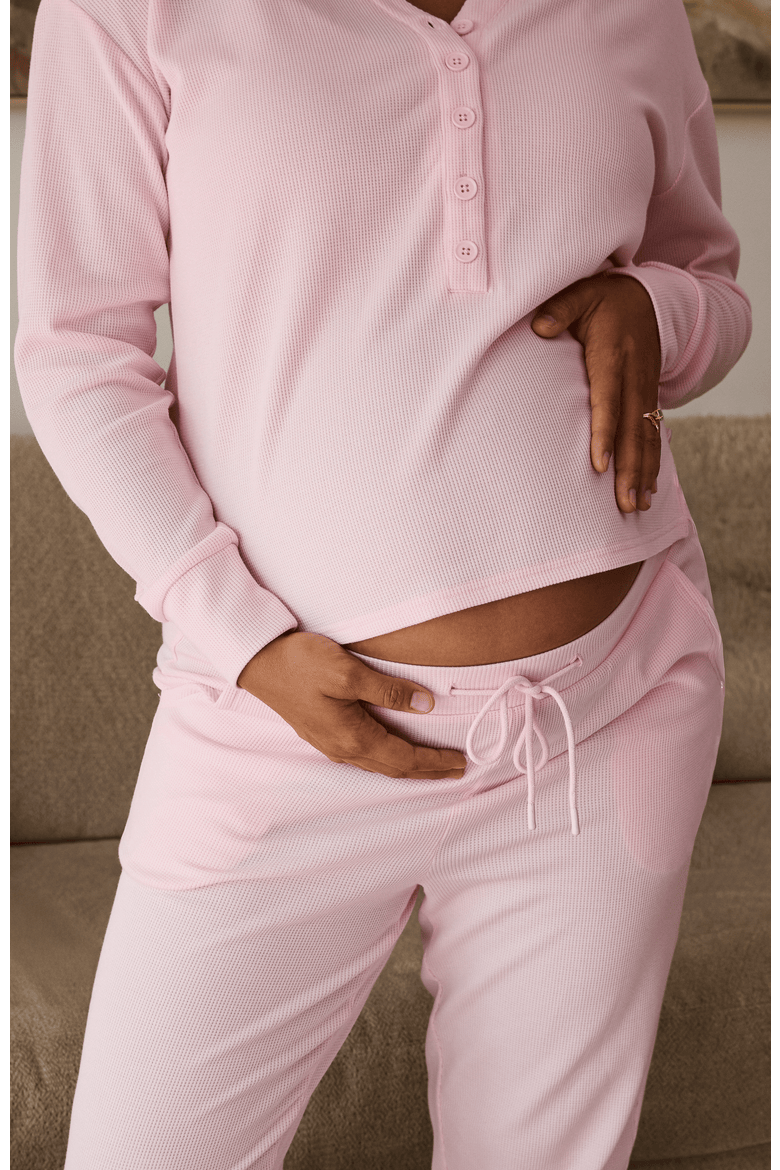 Waffle Maternity & Nursing Lounge Set, Alternate, color, Pale Pink
