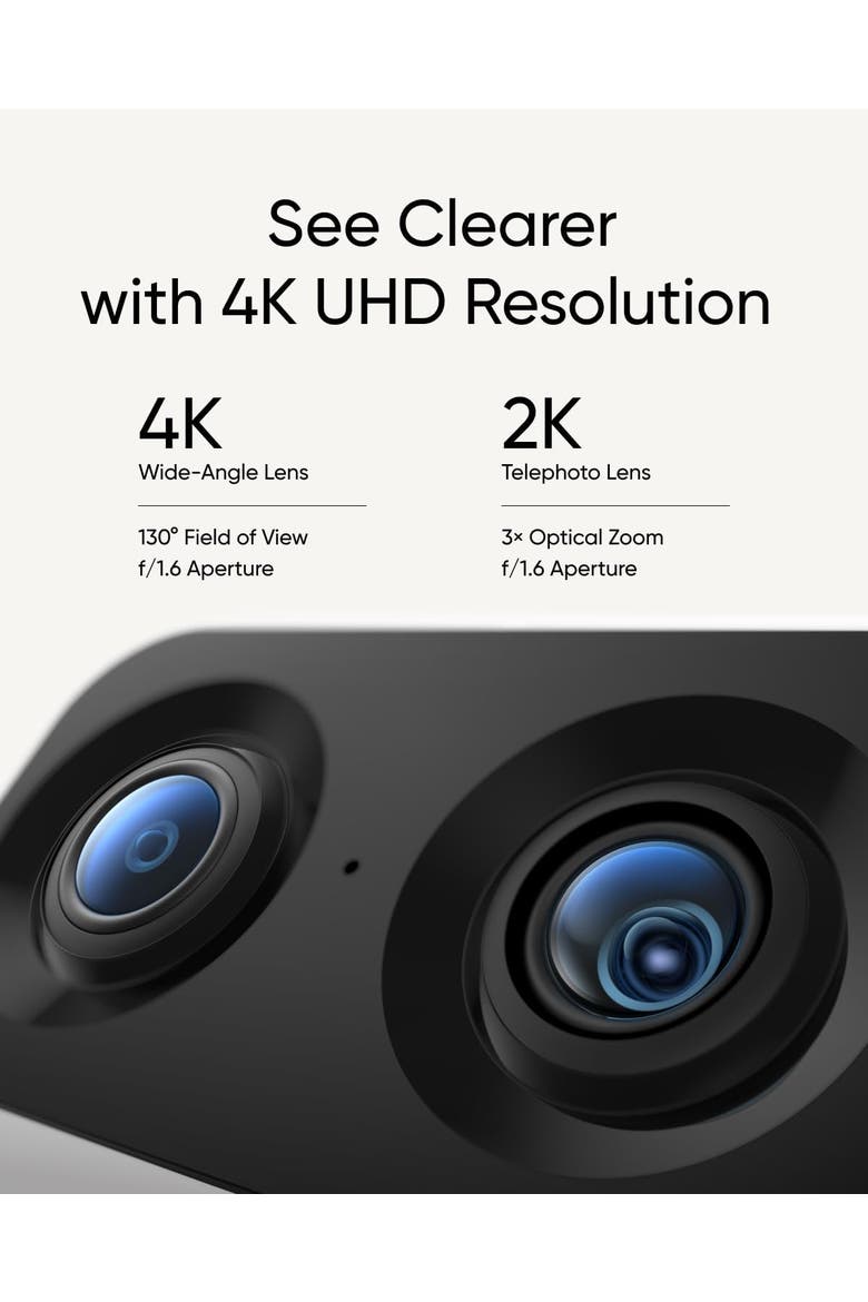 S350 Dual Lens 360 Degree Pan Tilt 8 Times Zoom Indoor Camera, Alternate, color, White