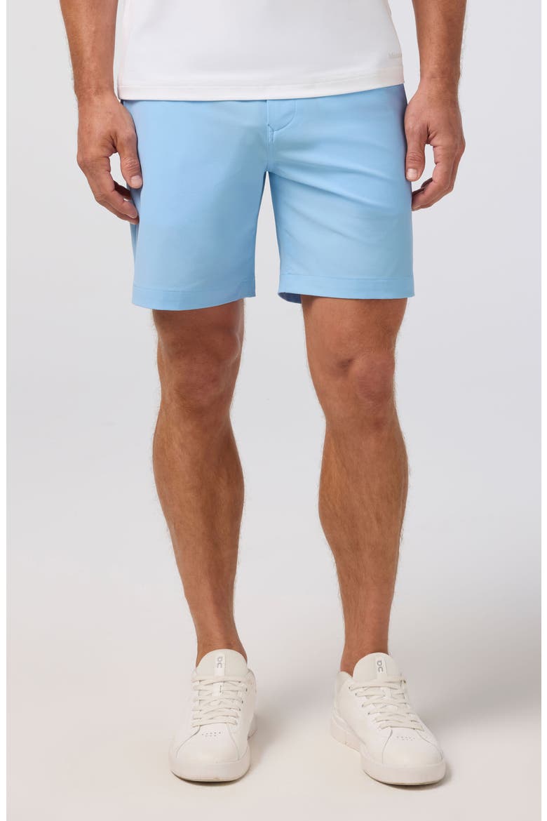 Helmsman Flat Front Performance Golf Shorts, Main, color, CLOUD BLUE