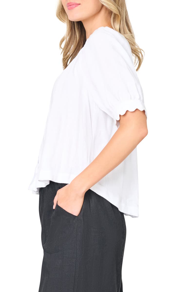 GIBSONLOOK Lily Scallop Sleeve Button-Up Top, Alternate, color, White