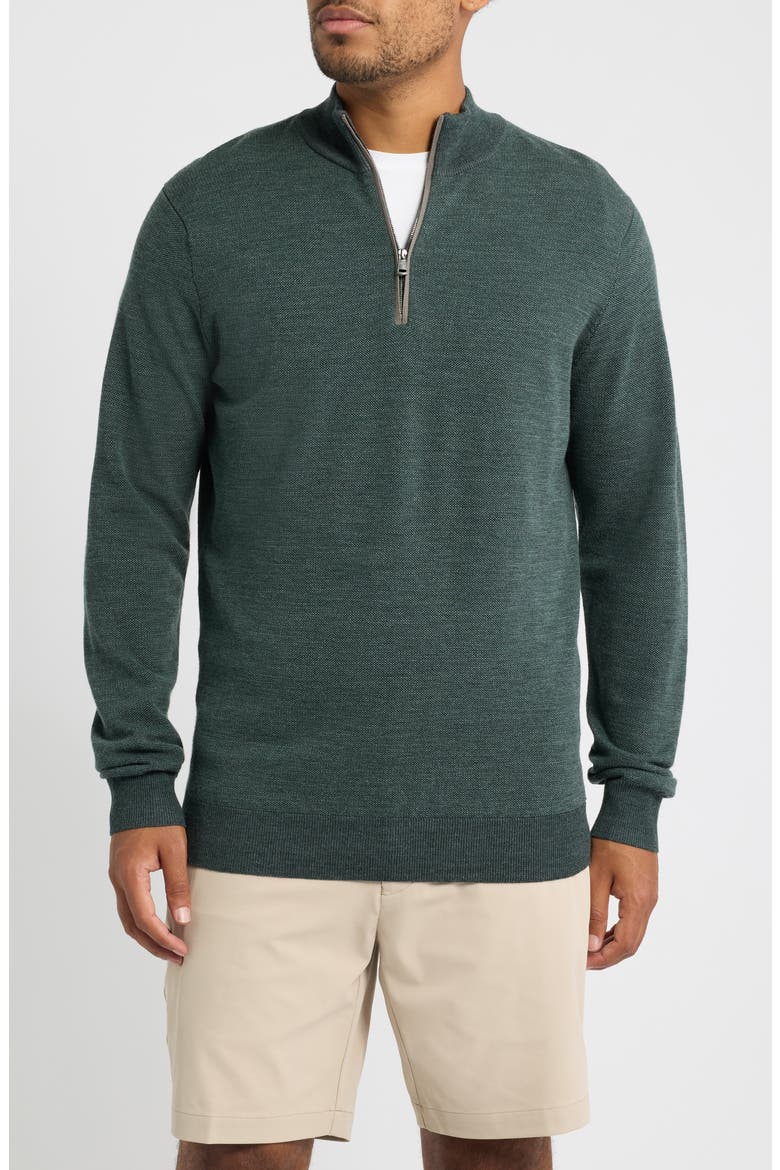 Blair Birdseye Merino Wool Quarter Zip Pullover, Main, color, PINE BROOK