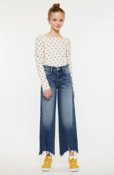 America High Rise Kids Wide Leg Jeans