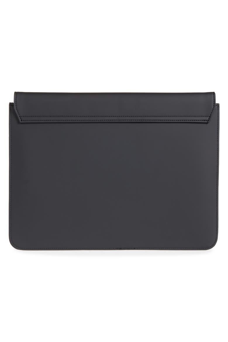 Small Faux Leather Portfolio Laptop Sleeve, Alternate, color, BLACK