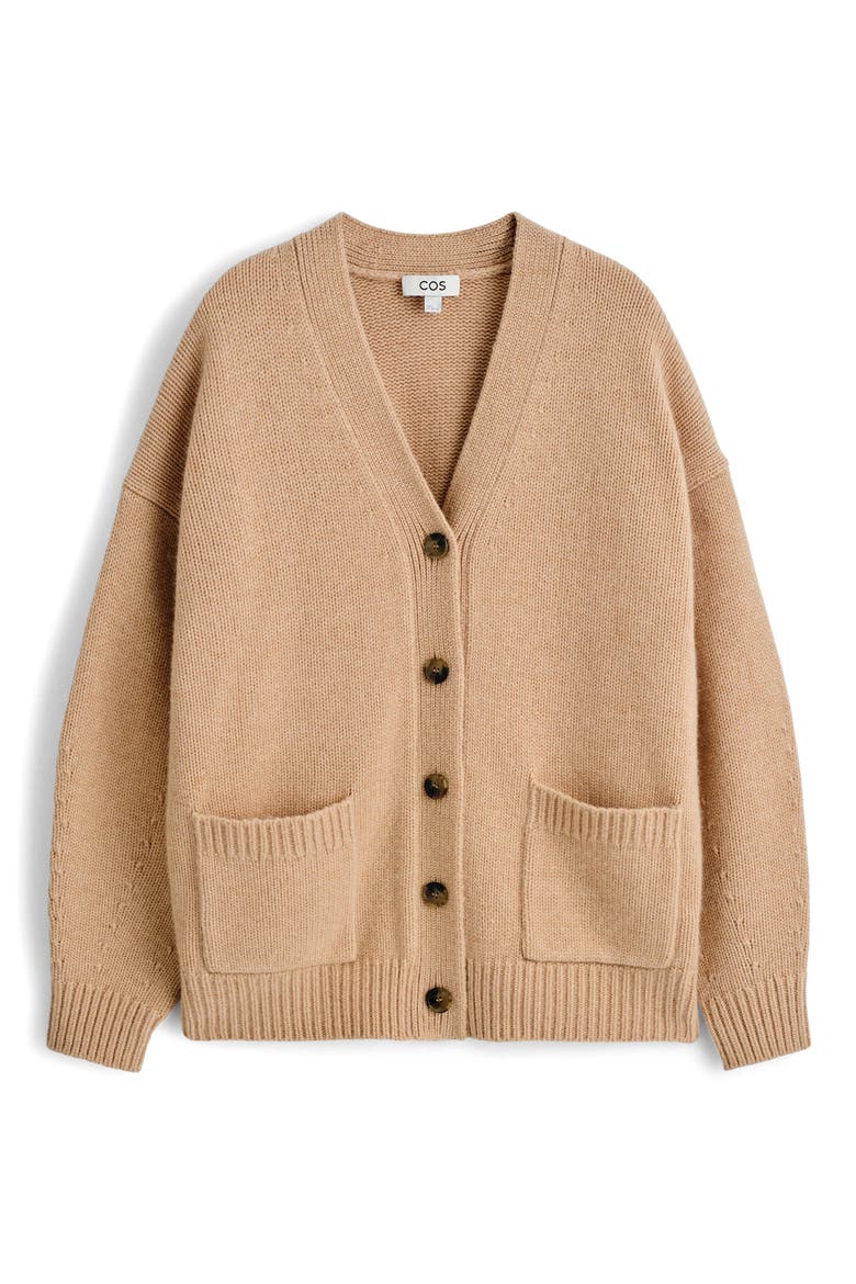 V-Neck Merino Wool & Recycled Cashmere Cardigan, Alternate, color, BEIGE MEDIUM DUSTY