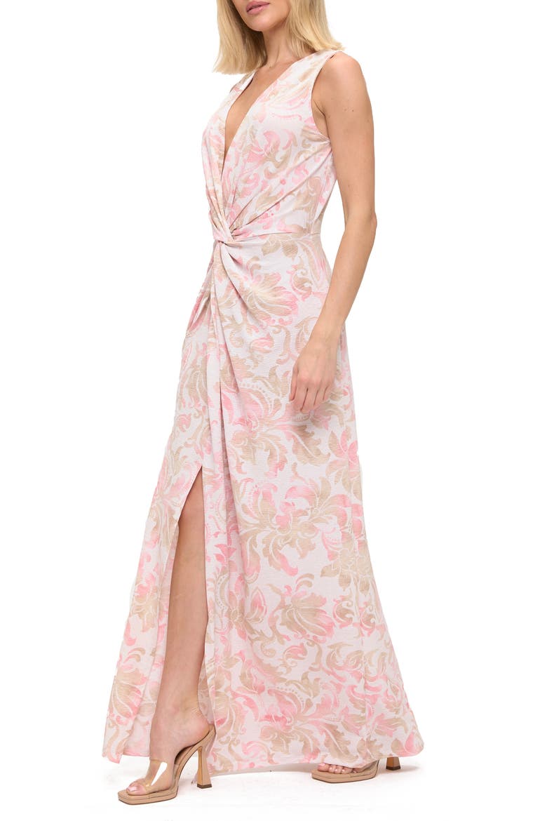 Twist Front Sleeveless Maxi Dress, Alternate, color, IVORY MULTI