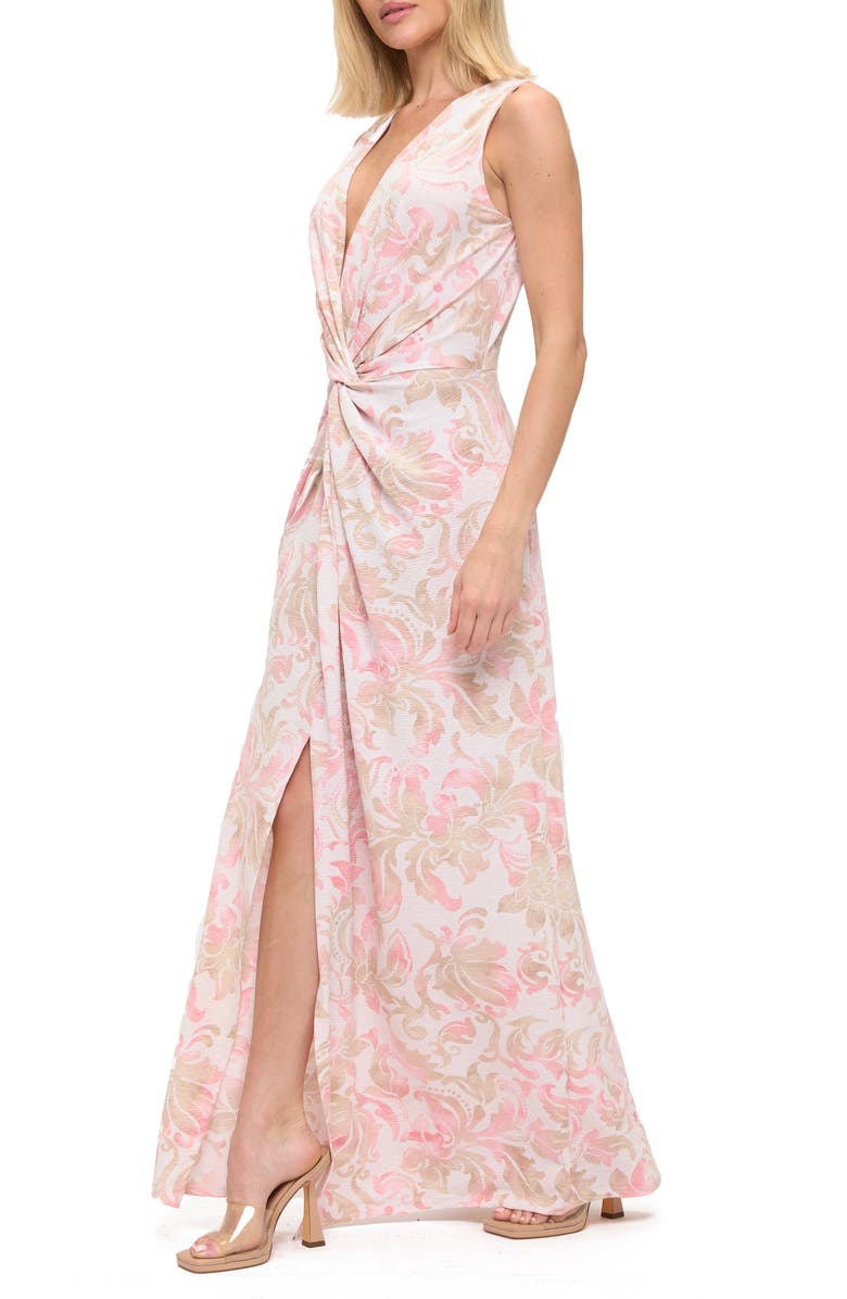 O.L. Twist Front Sleeveless Maxi Dress, Alternate, color, Ivory Multi