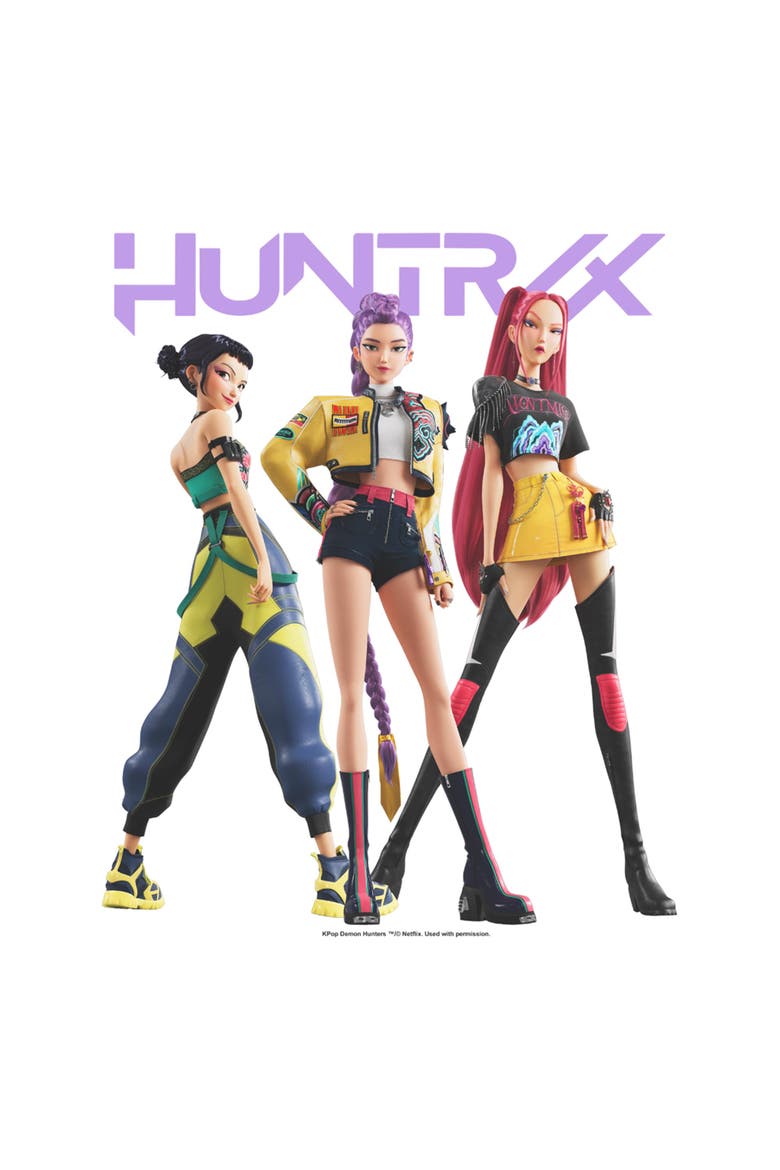 Boy's Kpop Demon Hunters Huntrix Classic Poses  Graphic T-Shirt, Alternate, color, White
