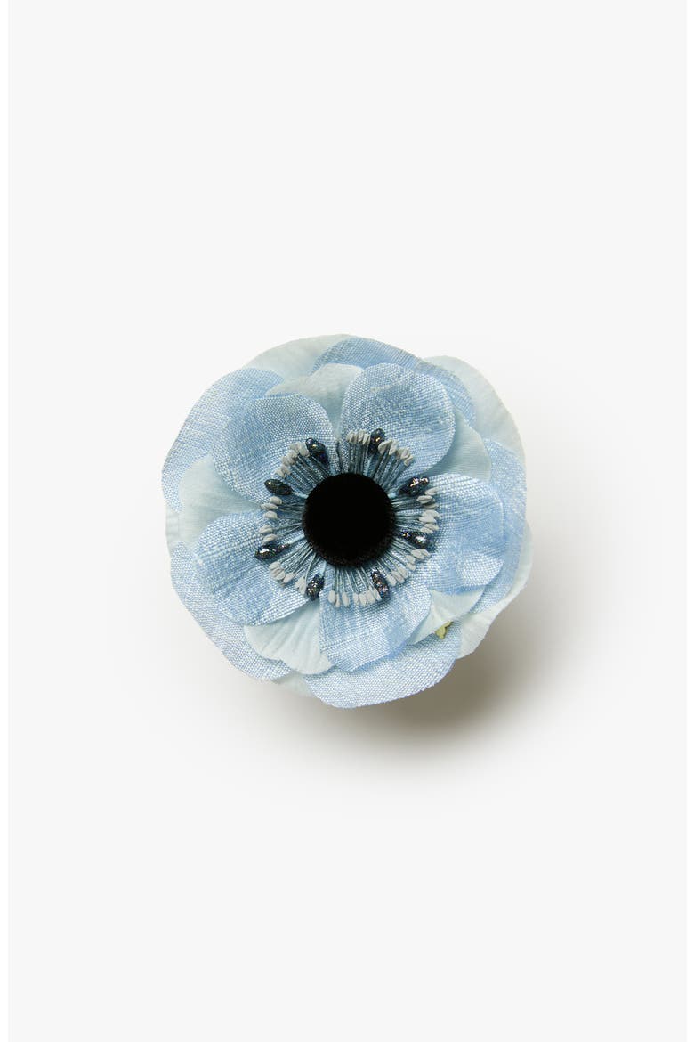 The Pale Blue Anemone Floral Brooch, Main, color, Blue