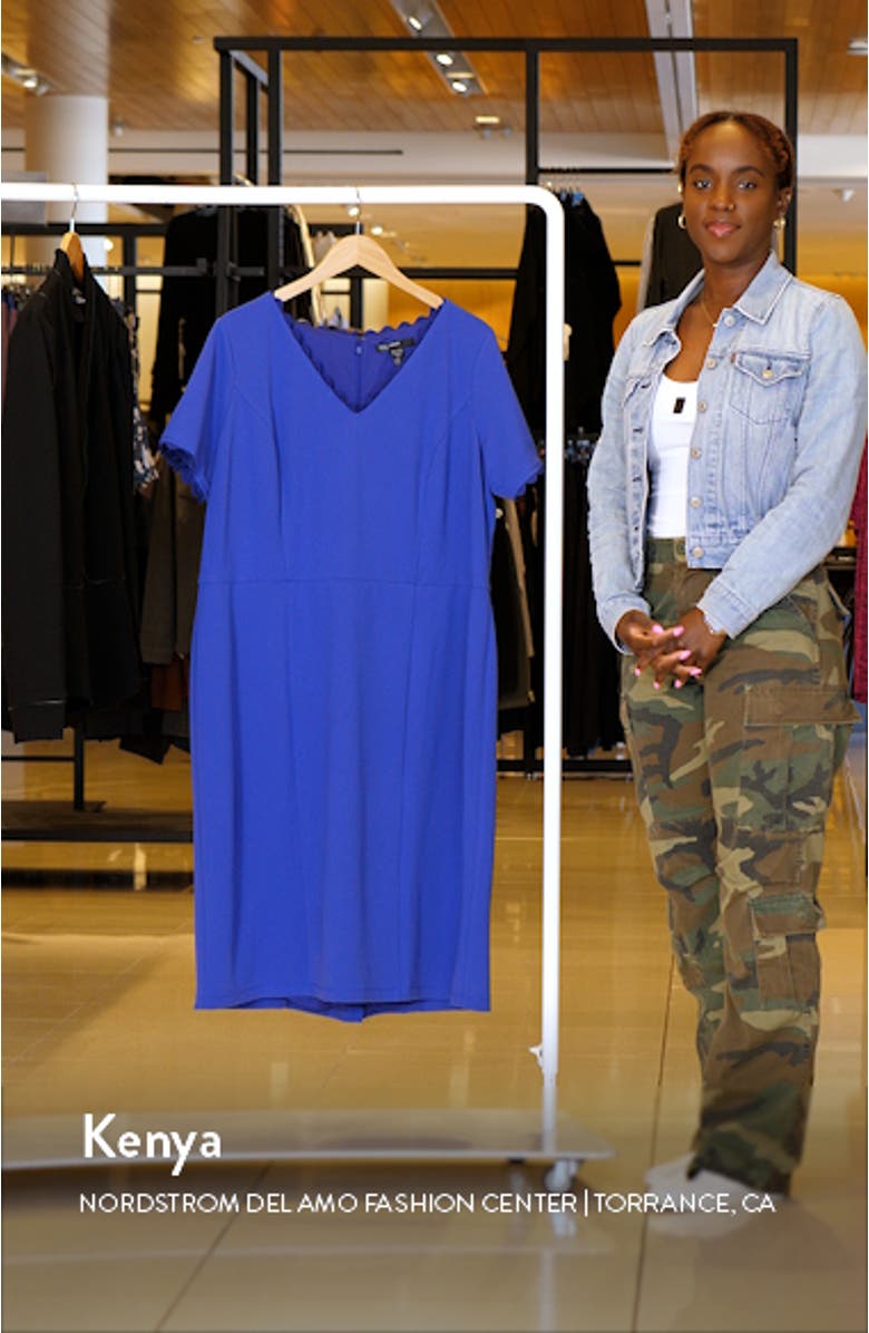 Short Sleeve Midi Sheath Dress, sales video thumbnail