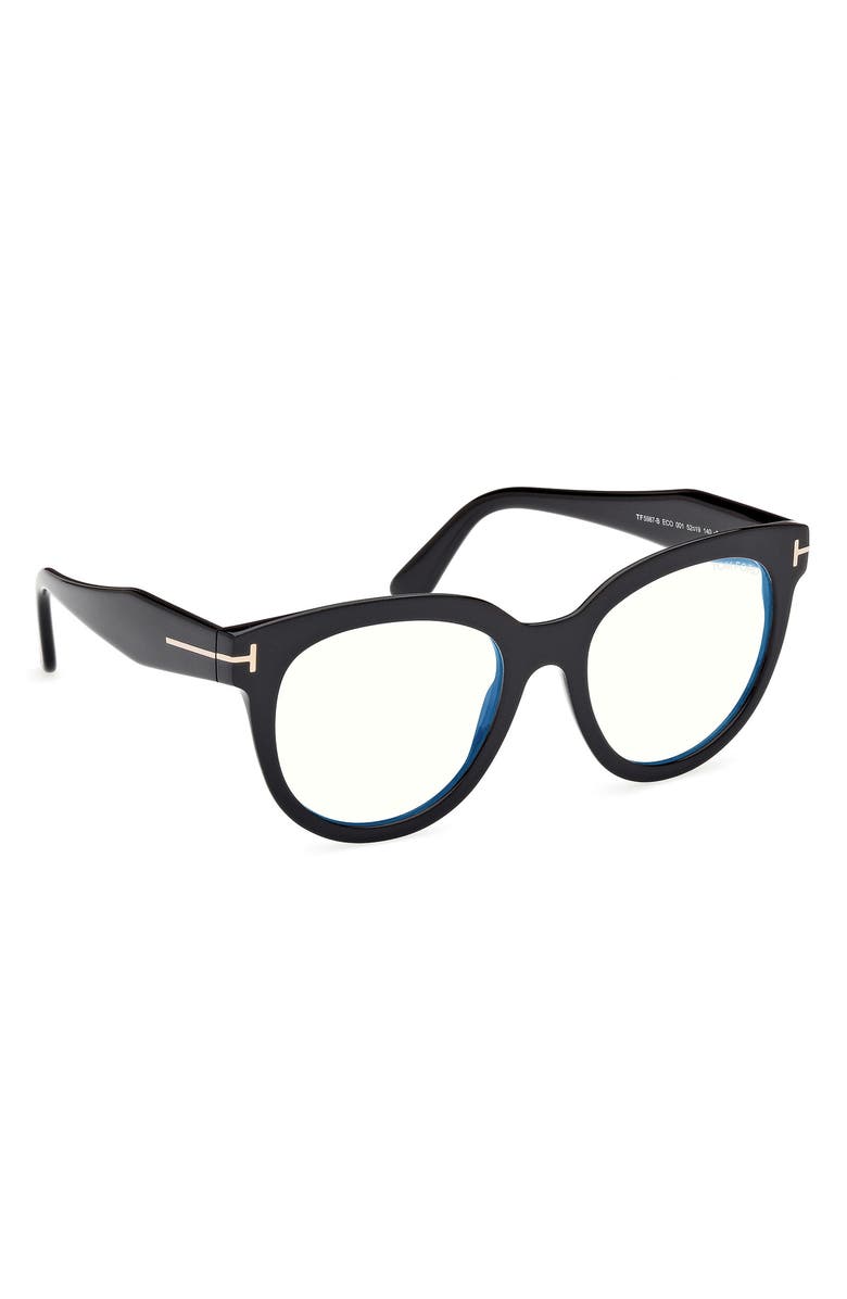 TOM FORD 52mm Butterfly Blue Light Blocking Glasses, Alternate, color, Black