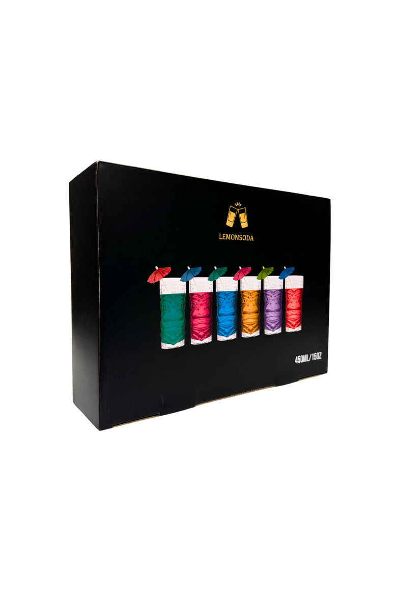 Clear Tiki Glasses - 450 ML - Set of 4, Alternate, color, Clear