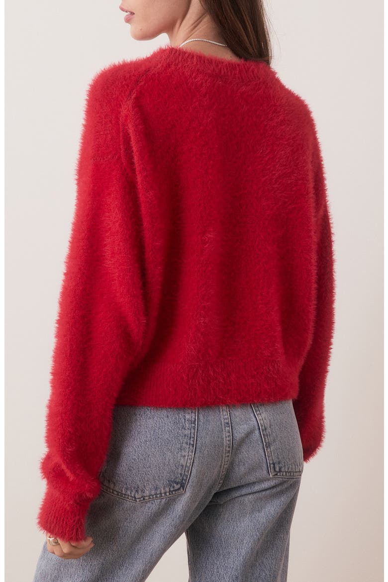 Teddy Eyelash Crop Sweater, Alternate, color, SCARLET