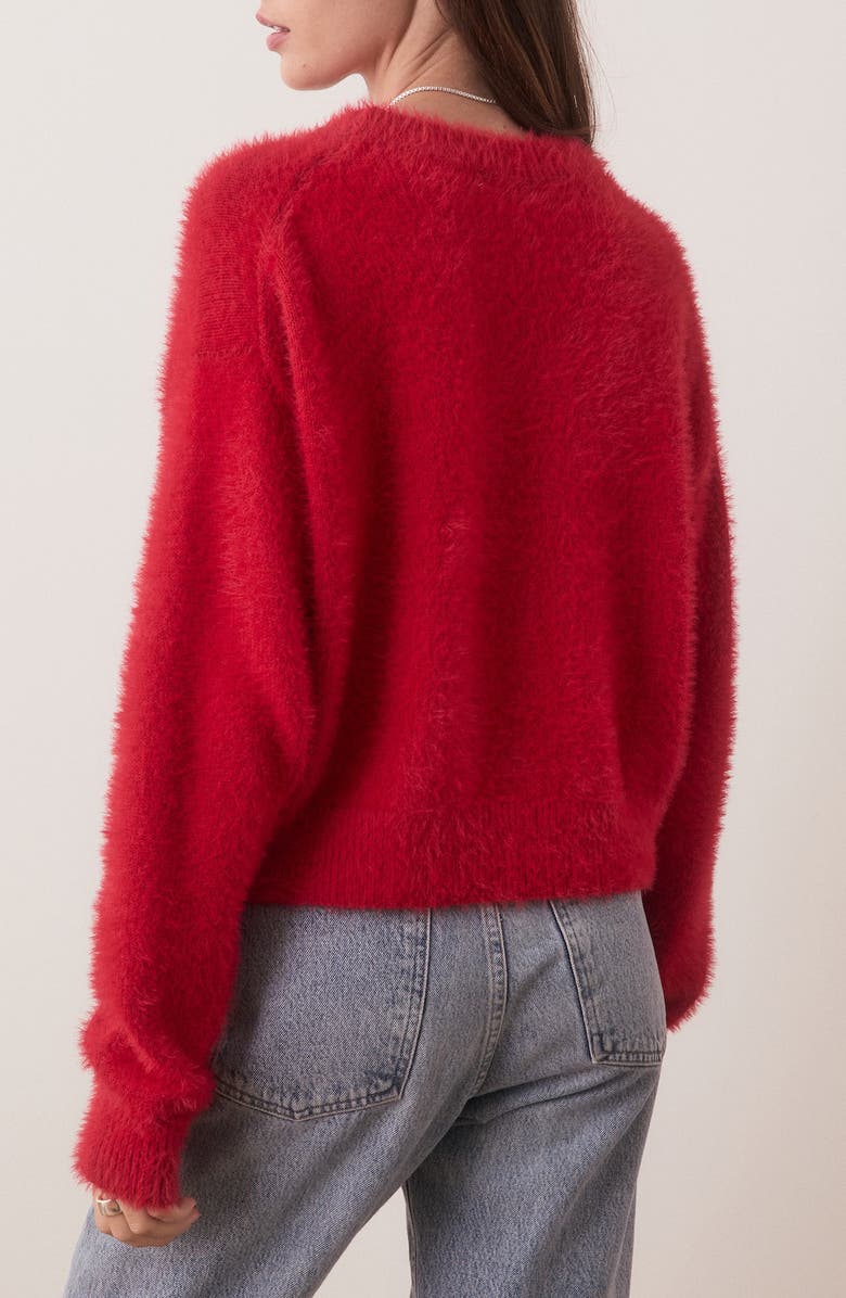 Marine Layer Teddy Eyelash Crop Sweater, Alternate, color, Scarlet