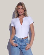 TA3 Mega Sculpting Zip-Front Short Sleeve Top