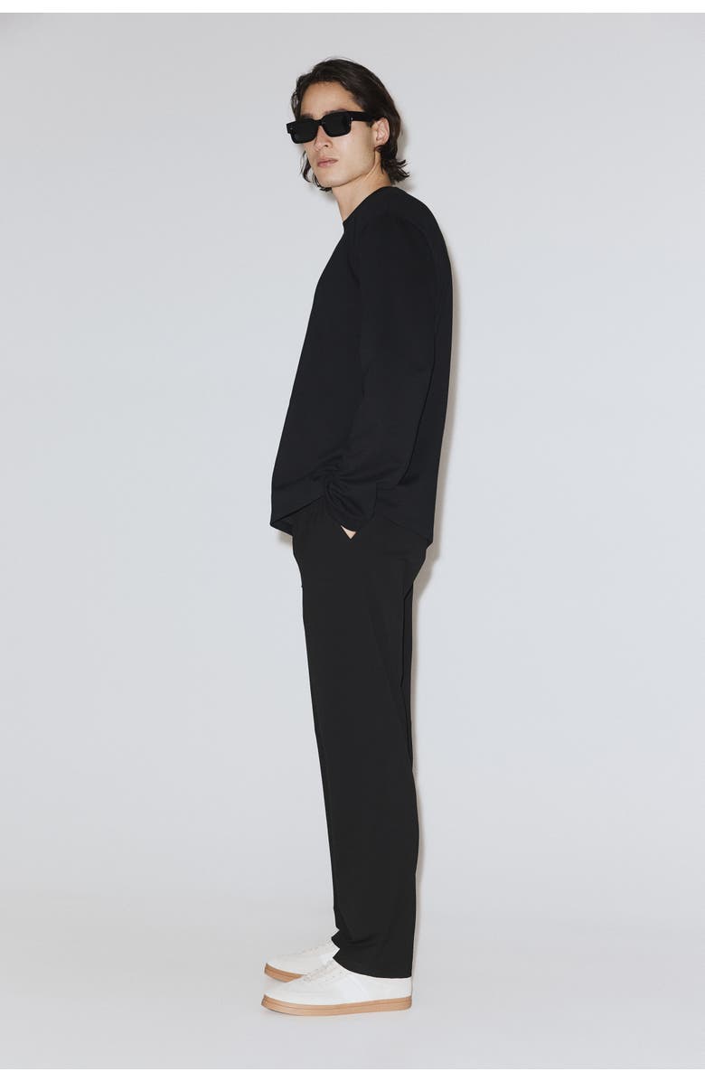 H&M Four-way stretch regular-fit pull-on pants, Alternate, color, Black