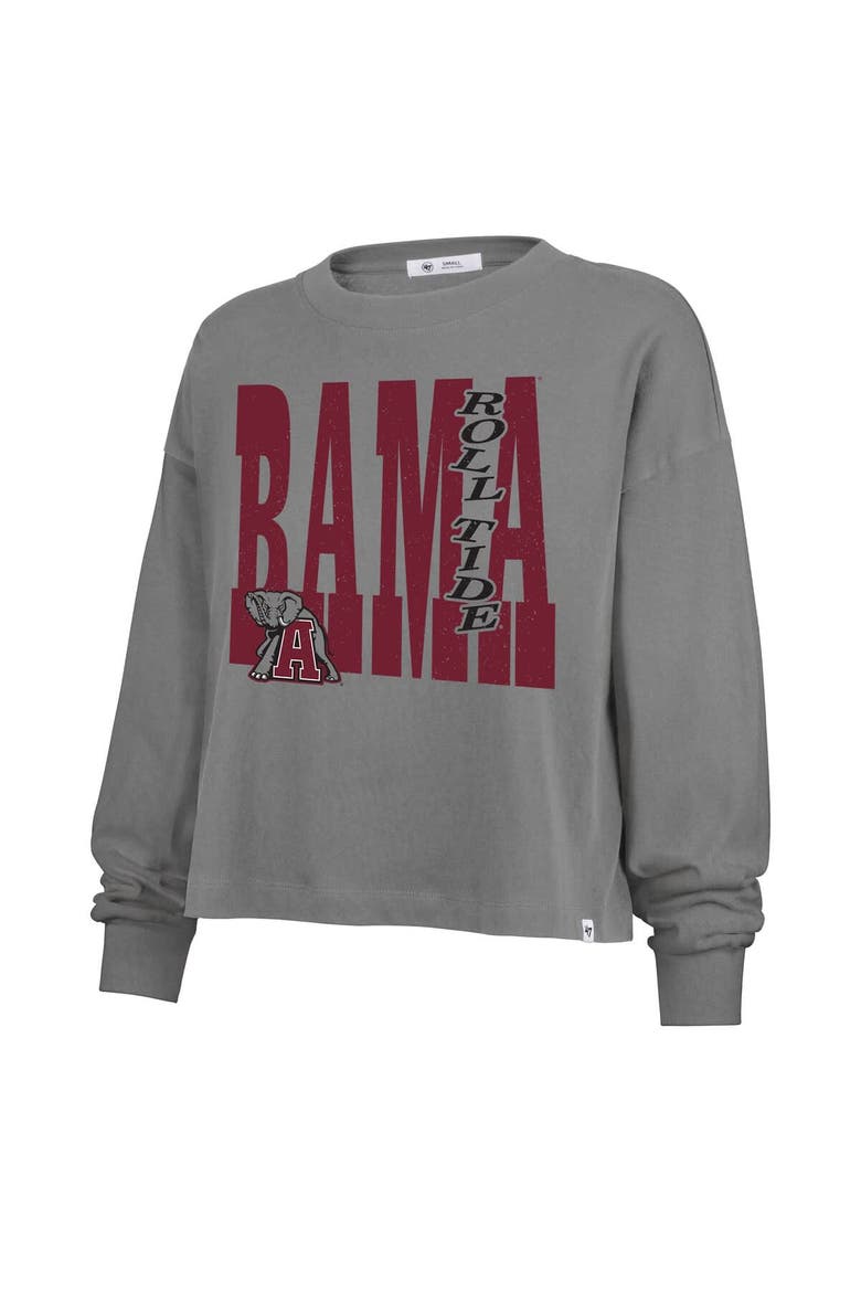 Women's '47  Gray Alabama Crimson Tide Stacked Sydney Long Sleeve T-Shirt, Alternate, color, Gray