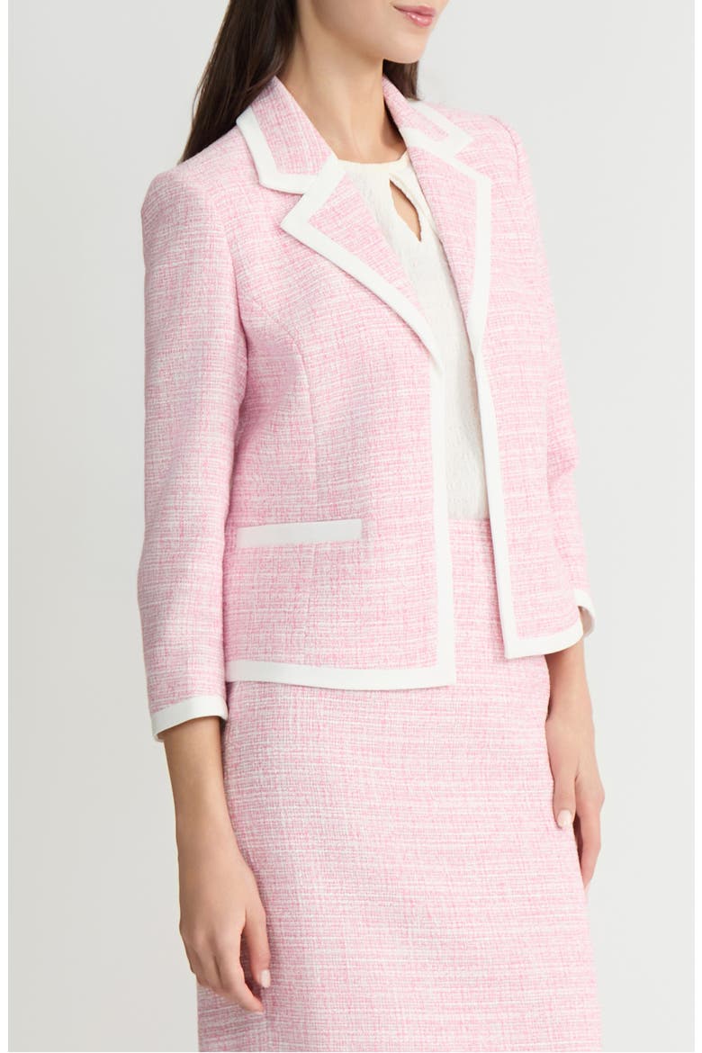 Contrast Trim Open Front Cardigan, Alternate, color, PINK PERFECTION MULTI