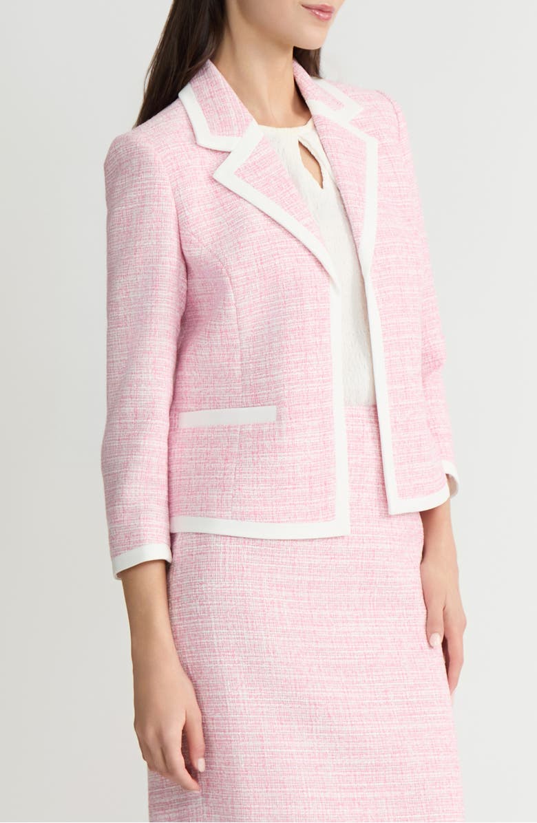 KASPER Contrast Trim Open Front Cardigan, Alternate, color,