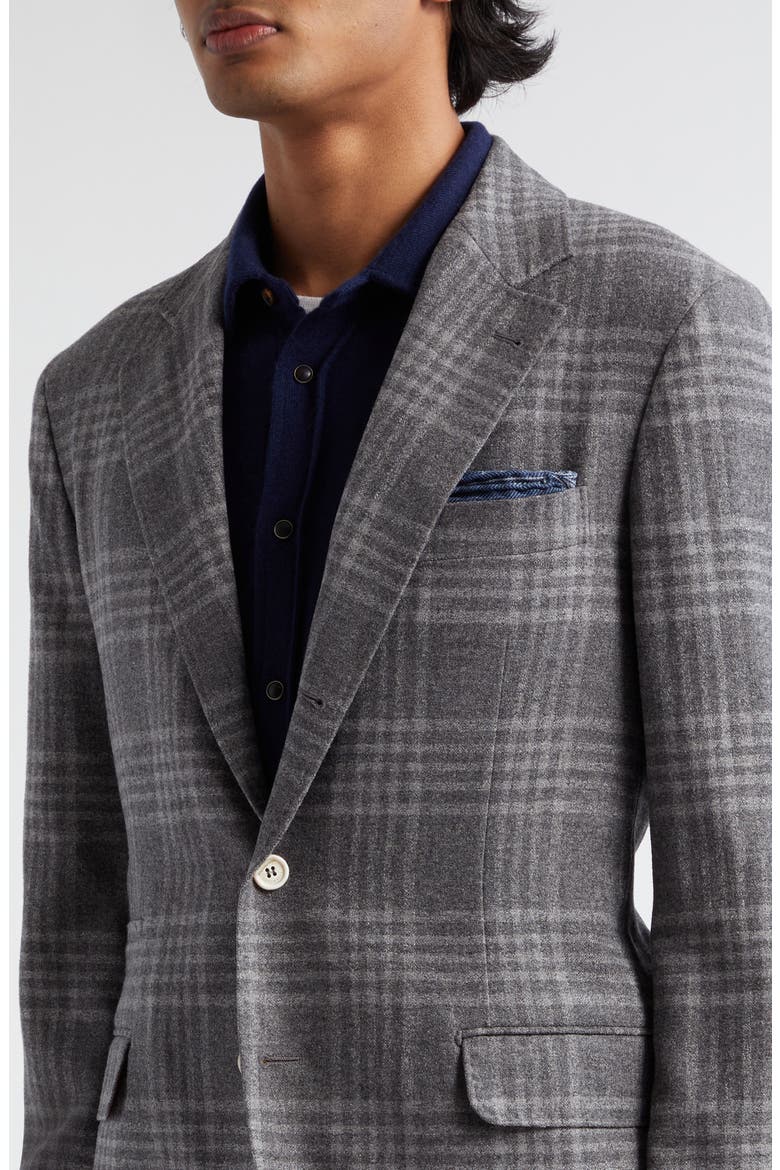 Tartan Deconstructed Wool Blend Blazer, Alternate, color, MEDIUM GREY